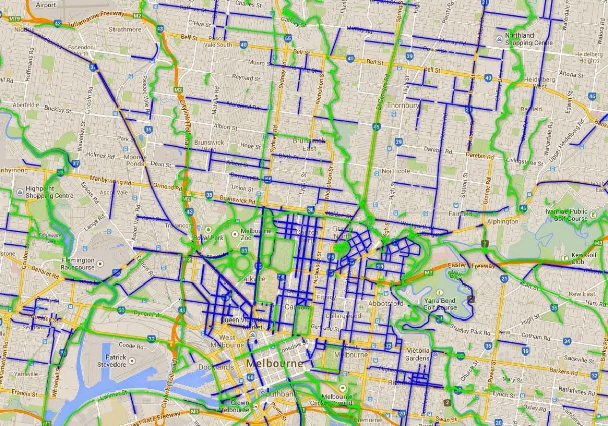 cykelvägar Melbourne karta