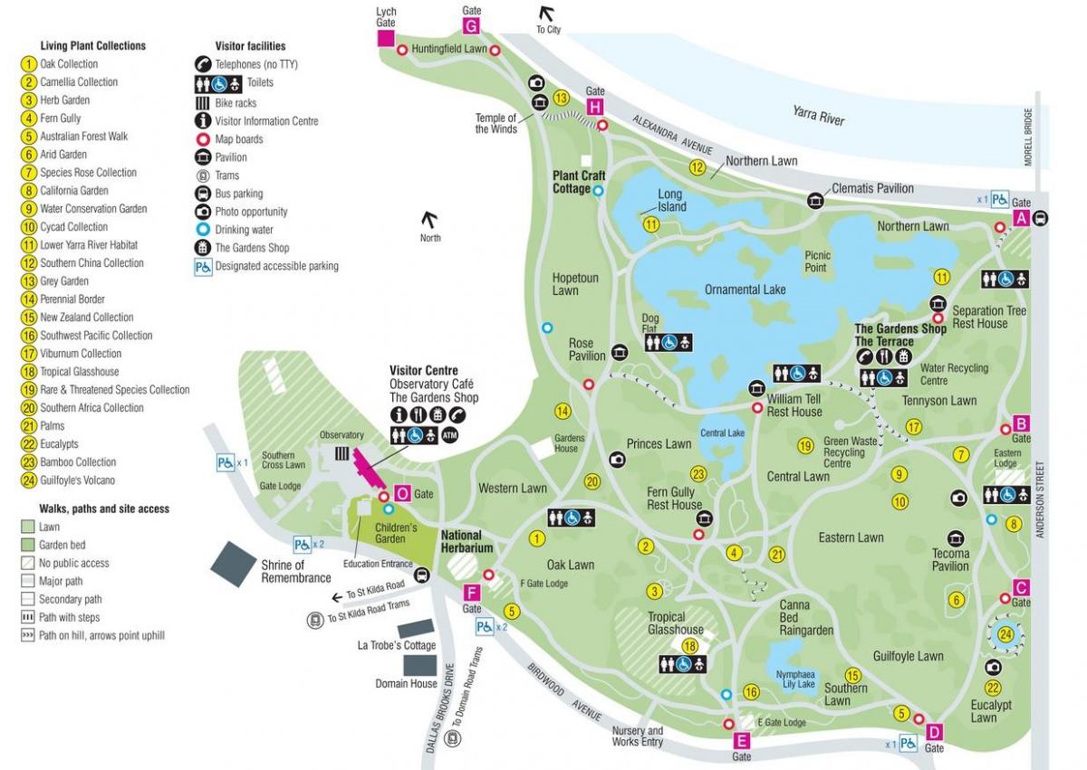 botanical gardens Melbourne karta