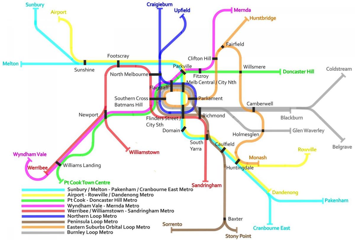 tunnelbana karta Melbourne