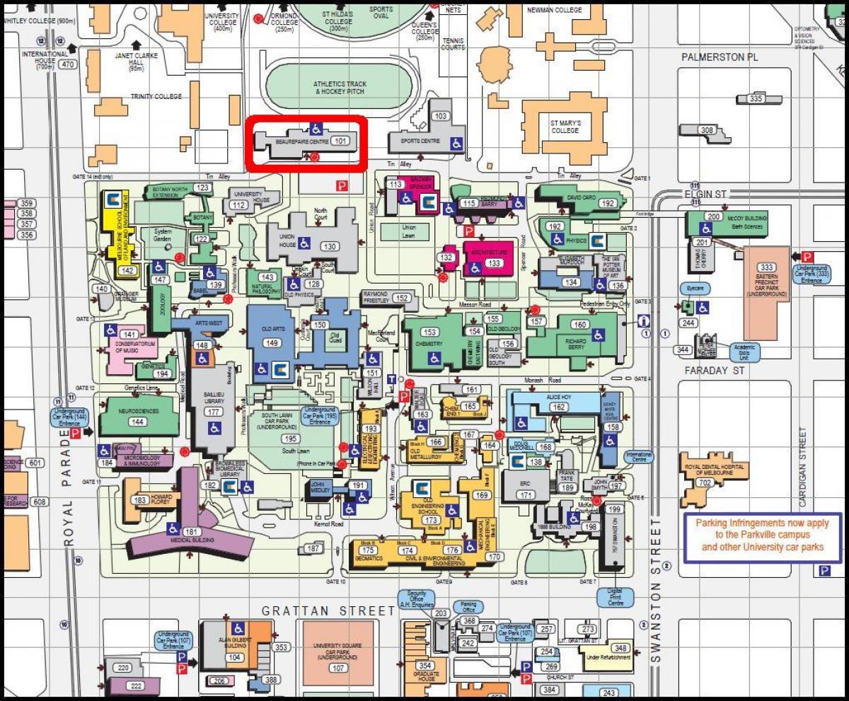 karta över Melbourne university