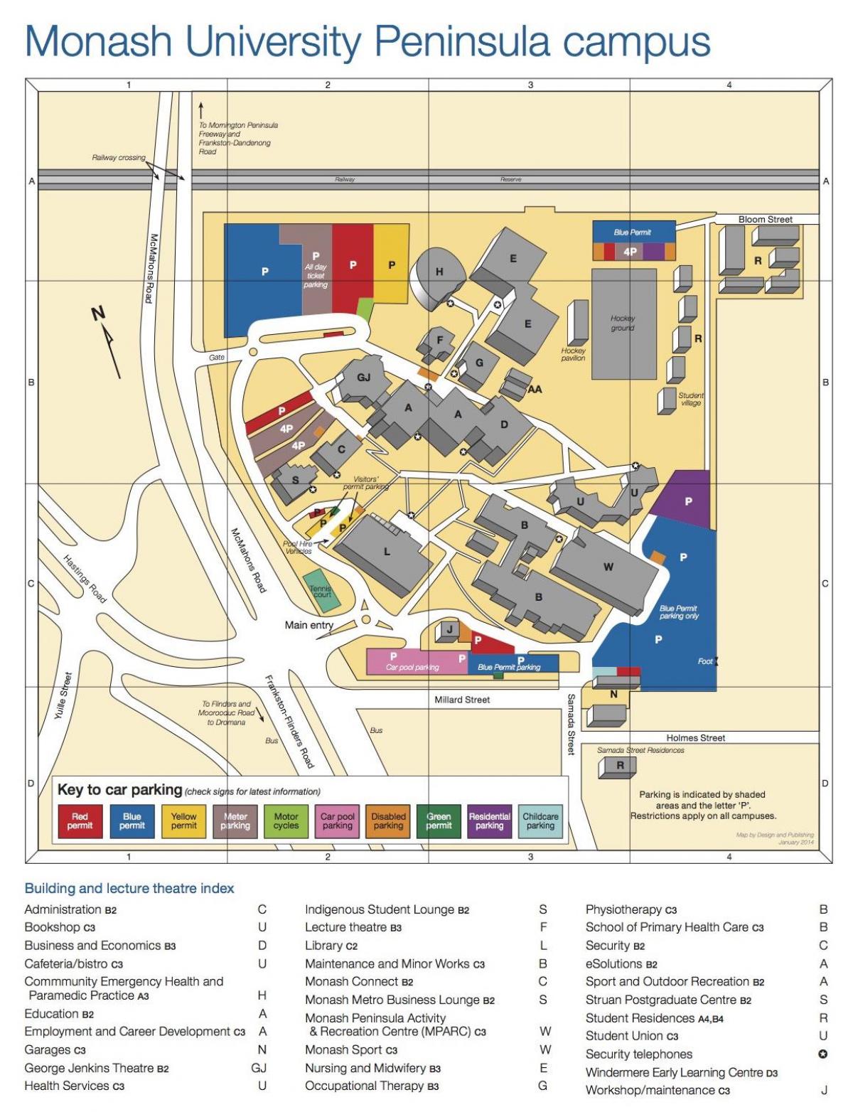 Monash-universitetet campus-karta