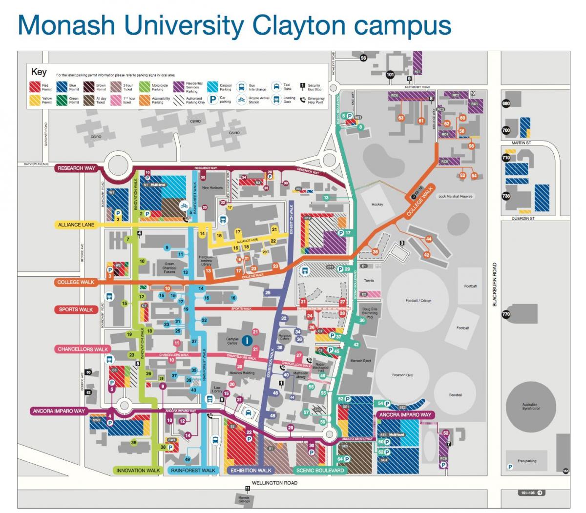 Monash university Clayton karta