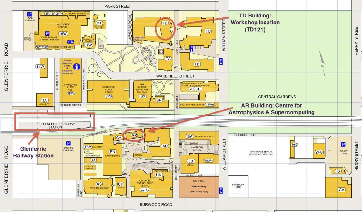 karta över campus Swinburne