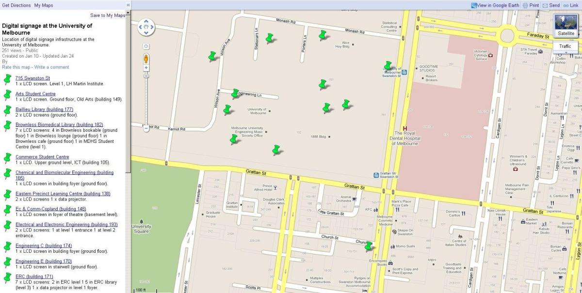 karta över university of Melbourne