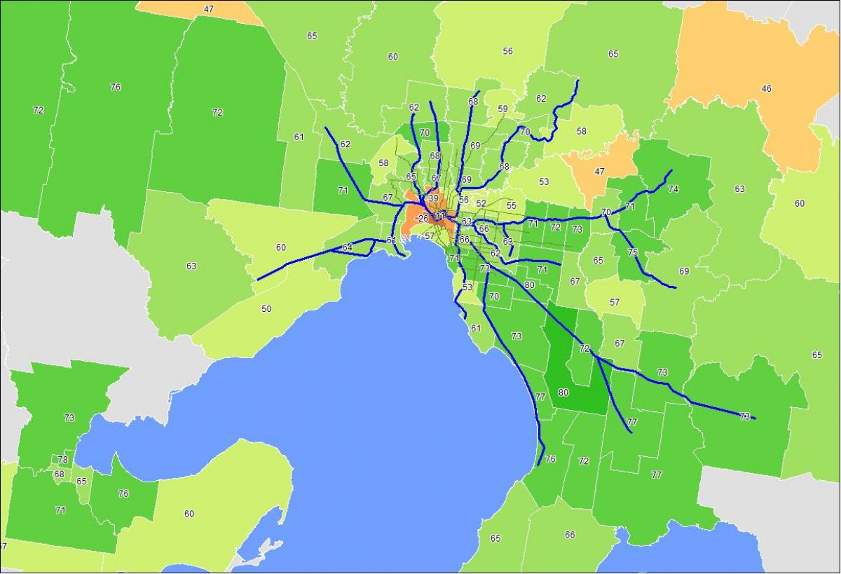 karta över Melbourne cbd
