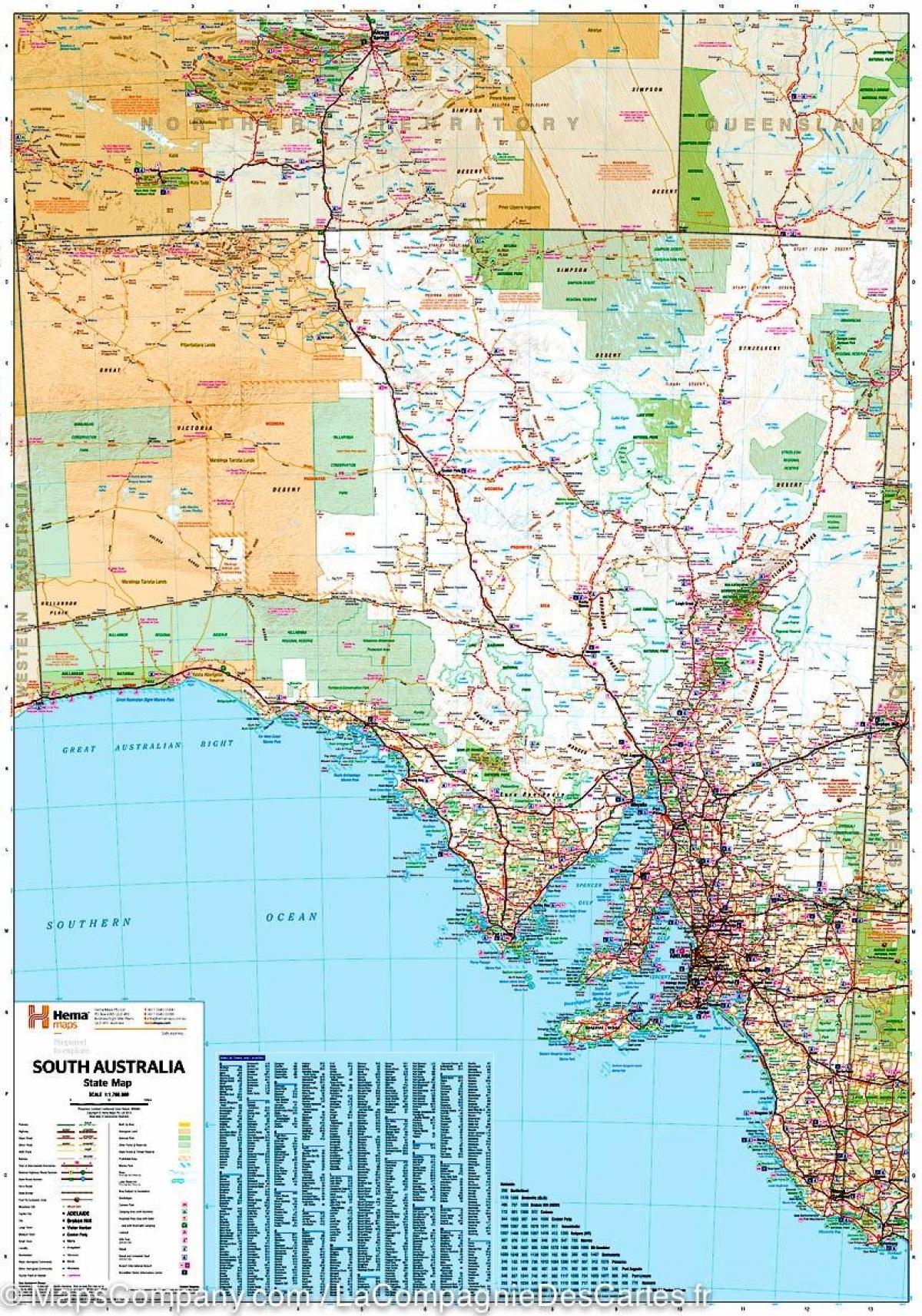 karta över south Australia