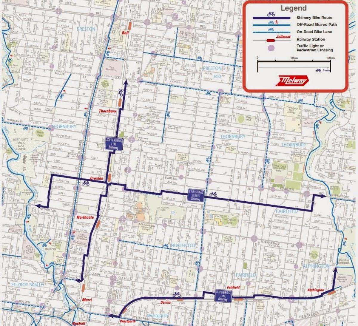 karta över Melbourne bike dela