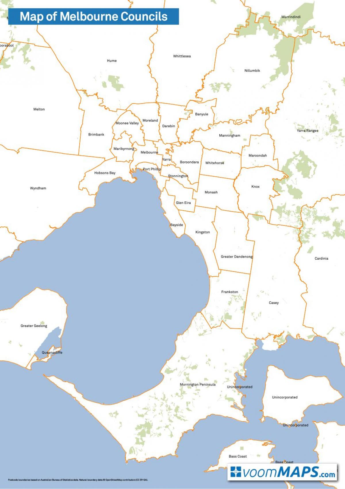 karta över Melbourne råd