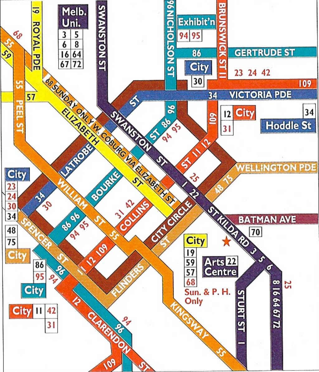 Melbourne cbd spårvagn karta