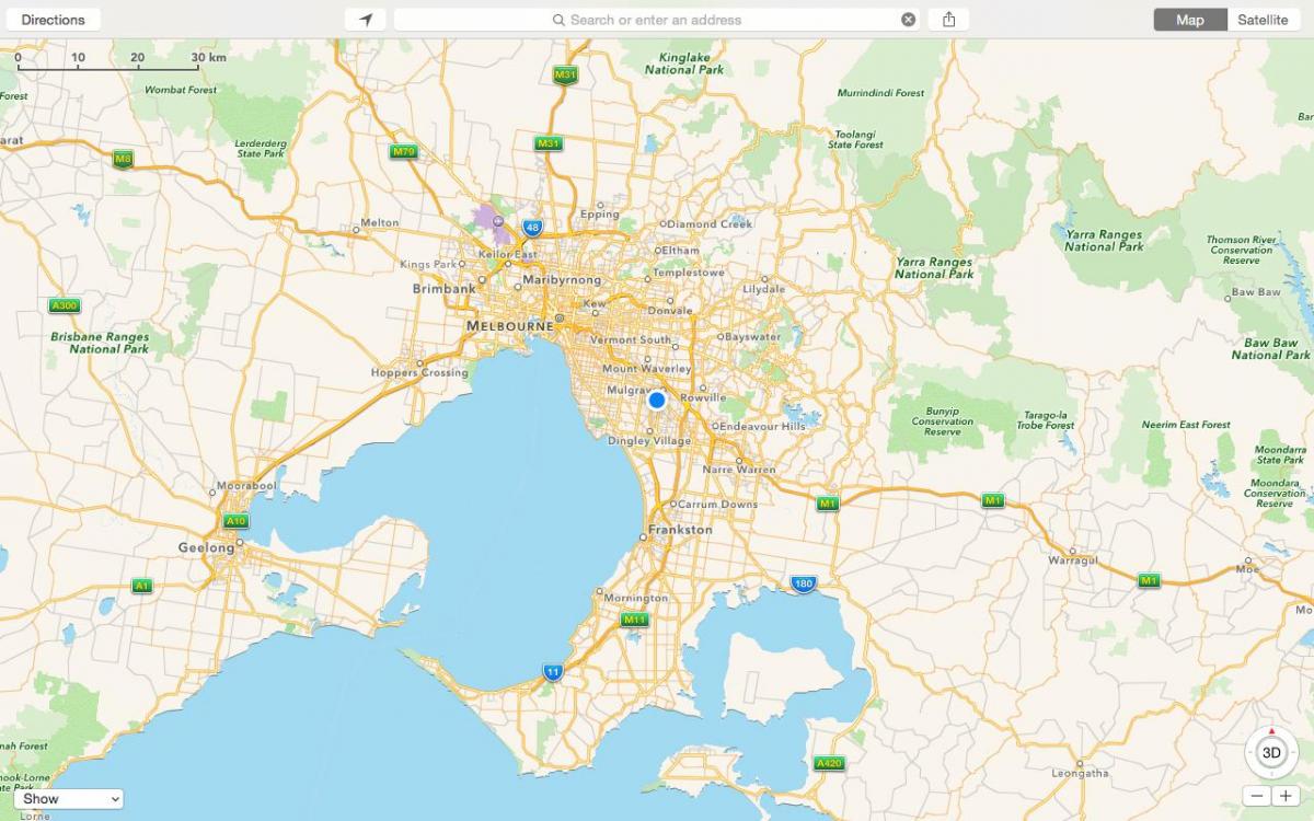 karta över Melbourne och förorter
