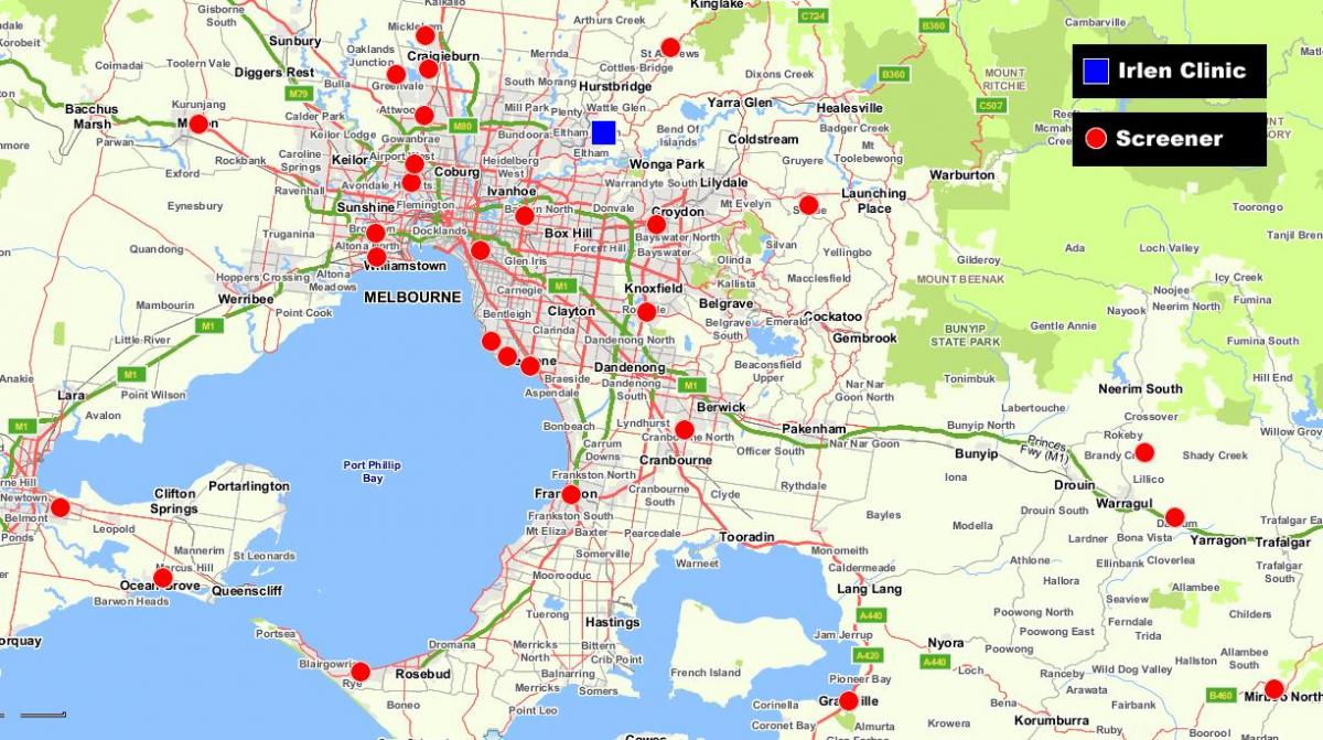 karta över större Melbourne