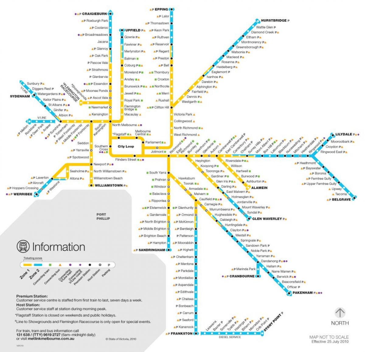 tåg linje karta Melbourne