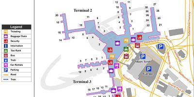 Karta över Melbourne flygplats terminaler