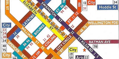Melbourne cbd spårvagn karta