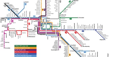 Tågstationen karta Melbourne